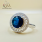 SIVLER RING WITH DARK BLUE COLORED STONE