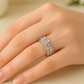 Triple Row Baguette Zircon Silver Ring