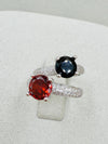 Dual Zircon Statement Ring – Red & Black Elegance