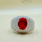 Pretty Red Zircon Silver Ring