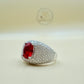 Pretty Red Zircon Silver Ring