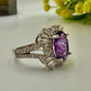 Natural Amethyst Sunburst Silver Ring
