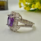 Natural Amethyst Sunburst Silver Ring