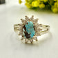 Natural Turquoise & Zircon 925 Silver Ring