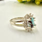 Natural Turquoise & Zircon 925 Silver Ring