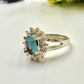 Natural Turquoise & Zircon 925 Silver Ring