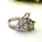 Elegant Natural Peridot & Zircon Accent Silver Ring