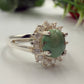 Natural Green Gemstone  Silver Ring