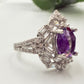 Regal Purple Zircon Cocktail Silver Ring