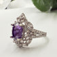 Regal Purple Zircon Cocktail Silver Ring