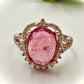 Natural Ruby Halo Silver Ring