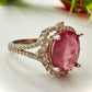 Natural Ruby Halo Silver Ring
