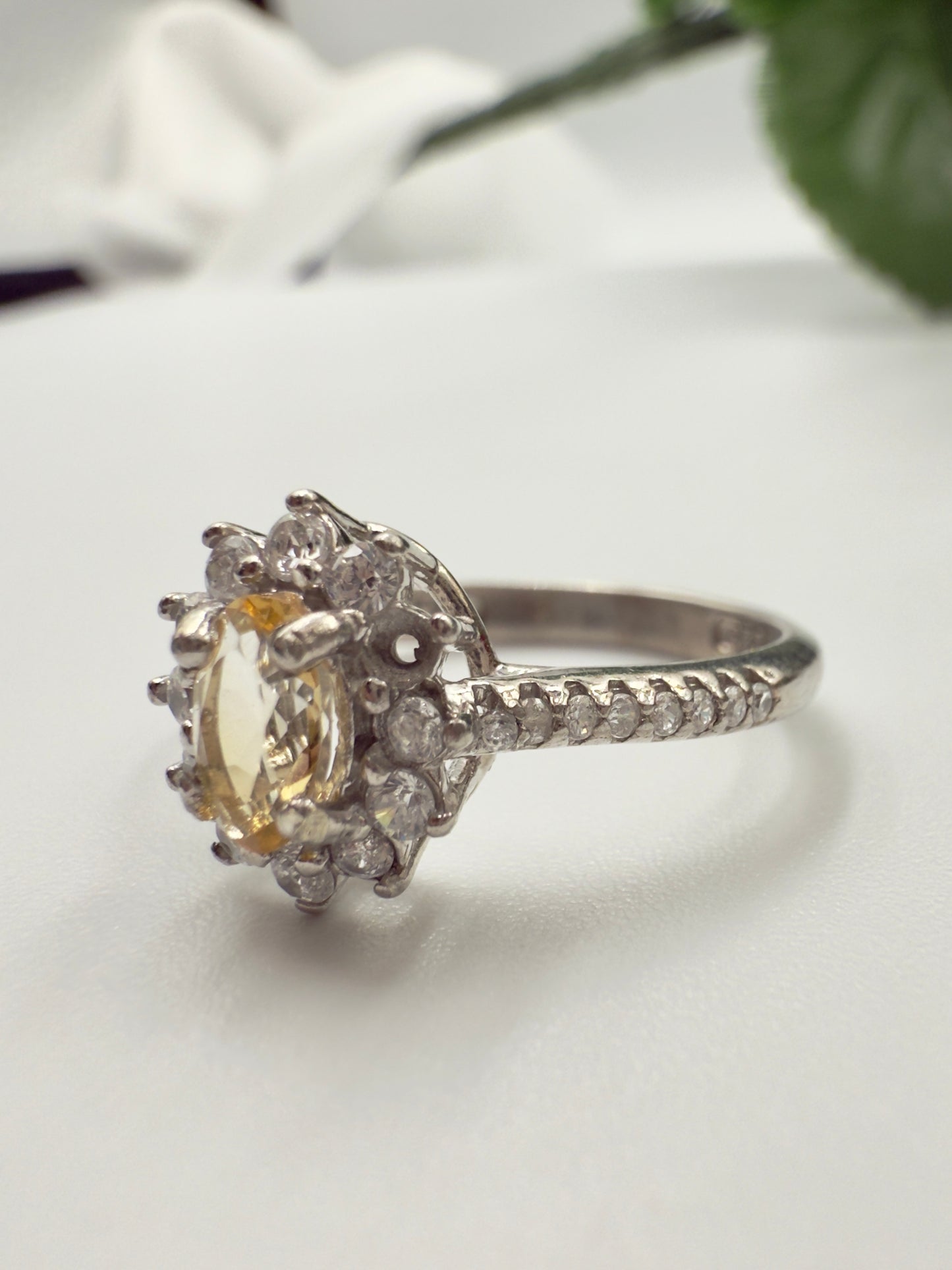 Natural Yellow Sapphire  Silver Ring