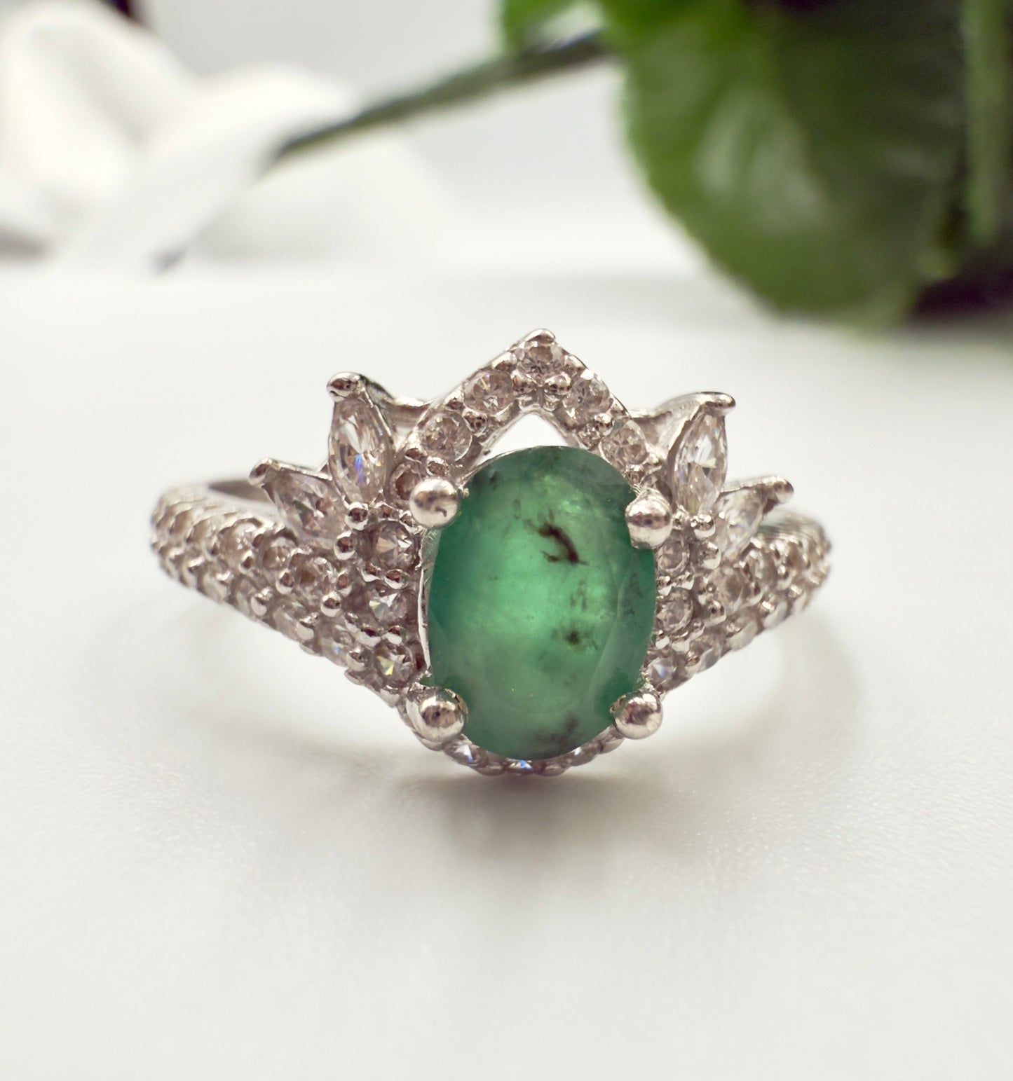 Natural Emerald   Silver Ring