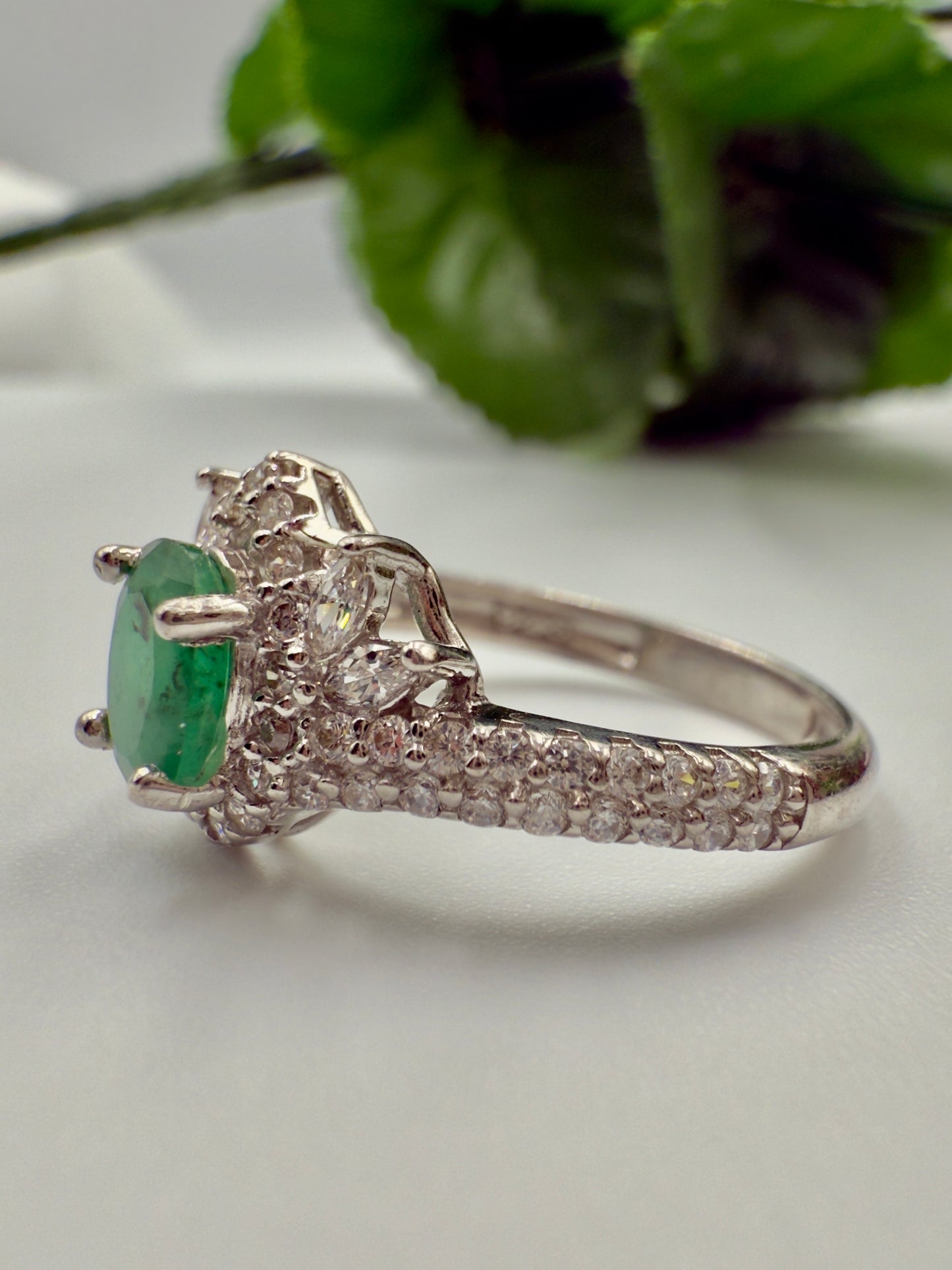Natural Emerald   Silver Ring
