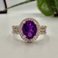 Natural Amethyst Halo Silver Ring