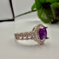 Natural Amethyst Halo Silver Ring