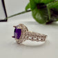 Natural Amethyst Halo Silver Ring