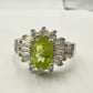 Natural Peridot Stone with Zircon Silver Ring