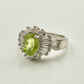 Natural Peridot Stone with Zircon Silver Ring