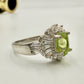 Natural Peridot Stone with Zircon Silver Ring