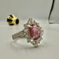 Natural Ruby Halo Silver Ring