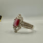 Natural Ruby Halo Silver Ring