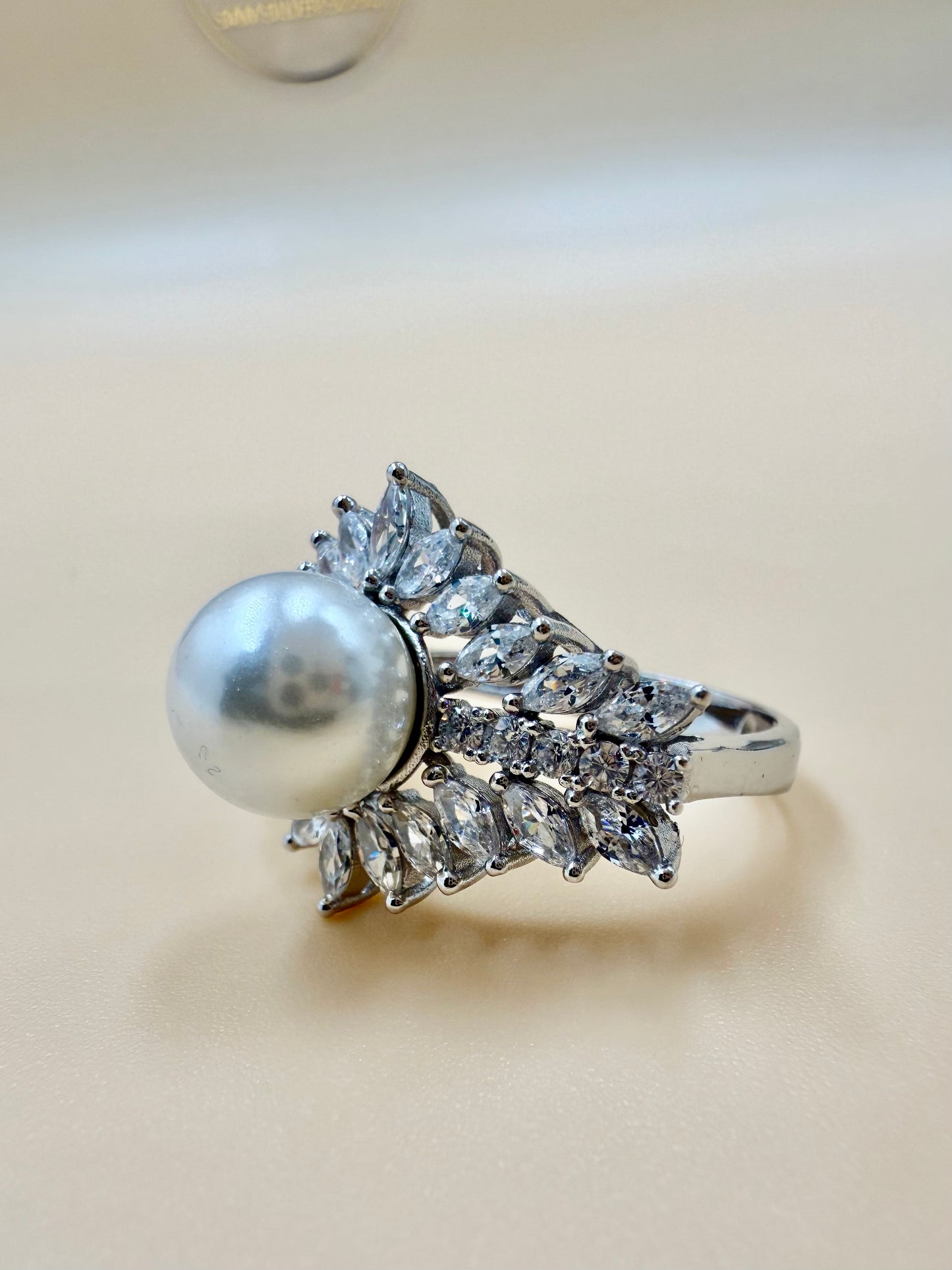 Eternal Elegance Pearl Zircon Silver Ring