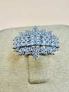 Elegant Cluster White Zircon Silver Ring