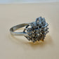 Elegant Cluster White Zircon Silver Ring