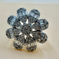 Floral Burst White Zircon Cocktail Silver Ring
