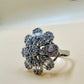 Floral Burst White Zircon Cocktail Silver Ring