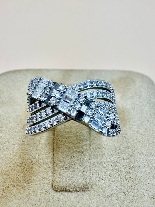 Classic White Zircon Solitaire  Silver Ring