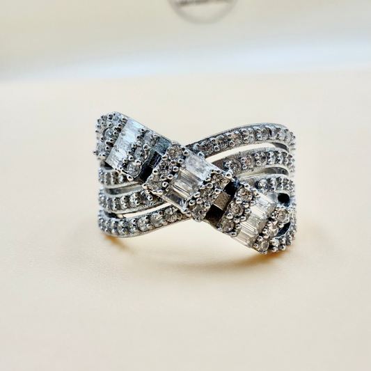 Classic White Zircon Solitaire  Silver Ring