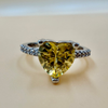 Heart-Shaped Yellow Zircon Silver Ring