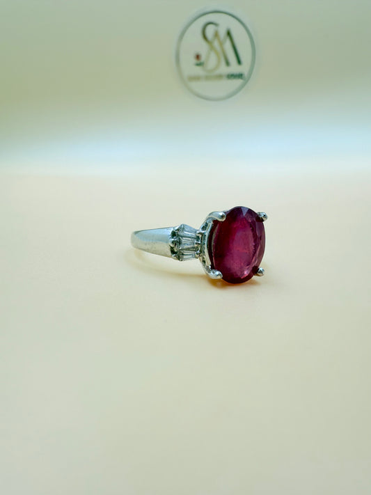925 Silver Ring with Natural Ruby (GF)