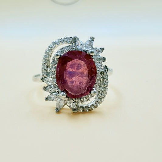 Natural Ruby (GF) Stone Silver Ring