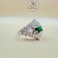 Emerald-Green Zircon Silver Ring