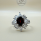 Natural Garnet Stone Silver Ring (GF)