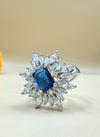 Royal Blue Gemstone Starburst  Silver Ring