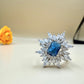 Royal Blue Gemstone Starburst  Silver Ring