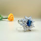 Royal Blue Gemstone Starburst  Silver Ring