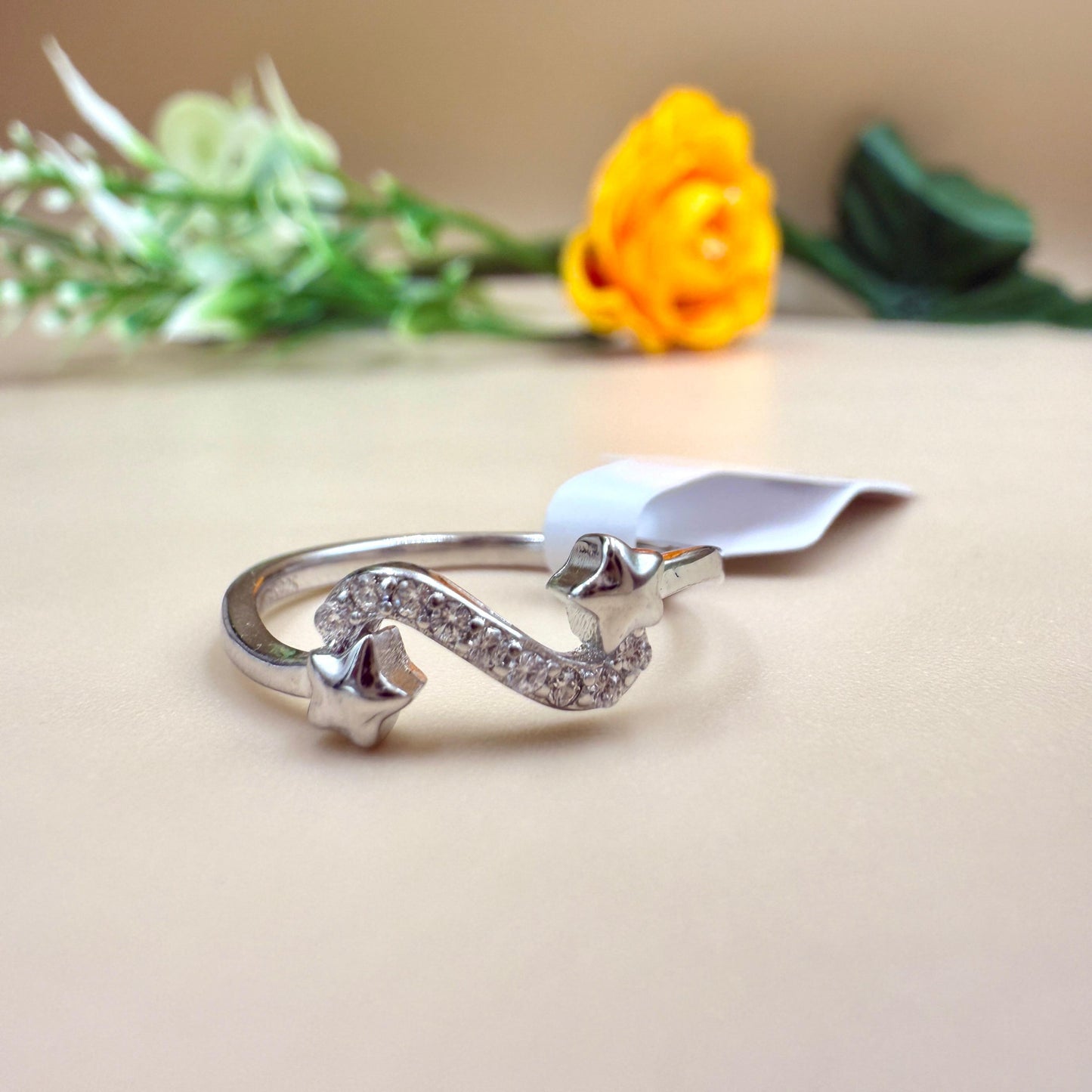 Starry Silver Zircon Ring