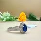 Pear-Shaped Blue Sapphire Zircon Ring