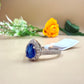 Pear-Shaped Blue Sapphire Zircon Ring