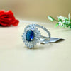 Royal Blue Zircon Halo Silver Ring