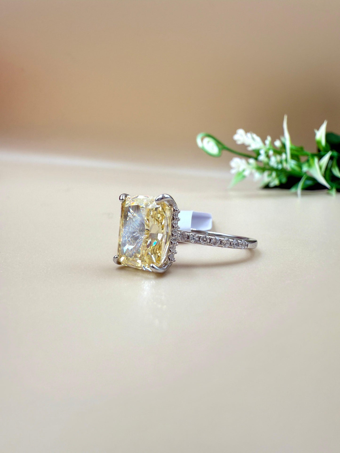 Sunshine Yellow Zircon Solitaire  Silver Ring
