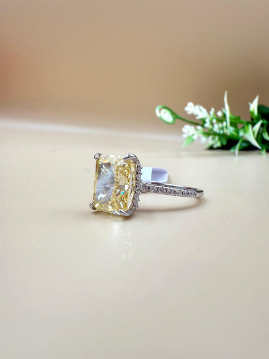 Sunshine Yellow Zircon Solitaire  Silver Ring