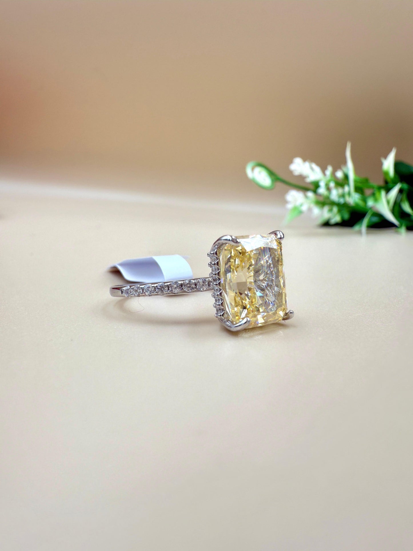 Sunshine Yellow Zircon Solitaire  Silver Ring