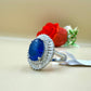 Royal Blue Zircon Halo Silver Ring